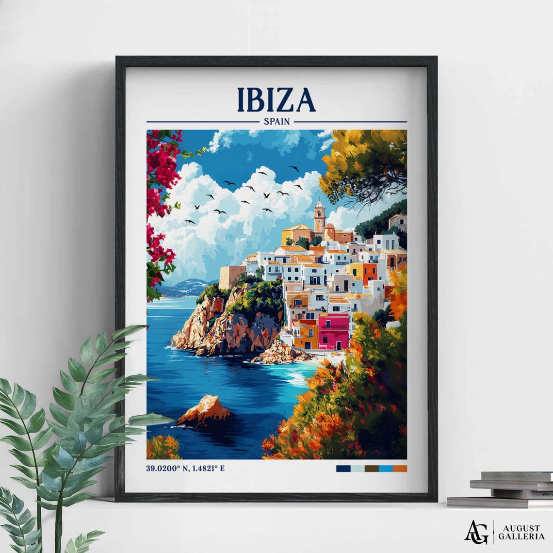 Ibiza Spain Retro Travel Print Wanderlust Posters Illustration Wall Art Framed Prints Canvas Poster
