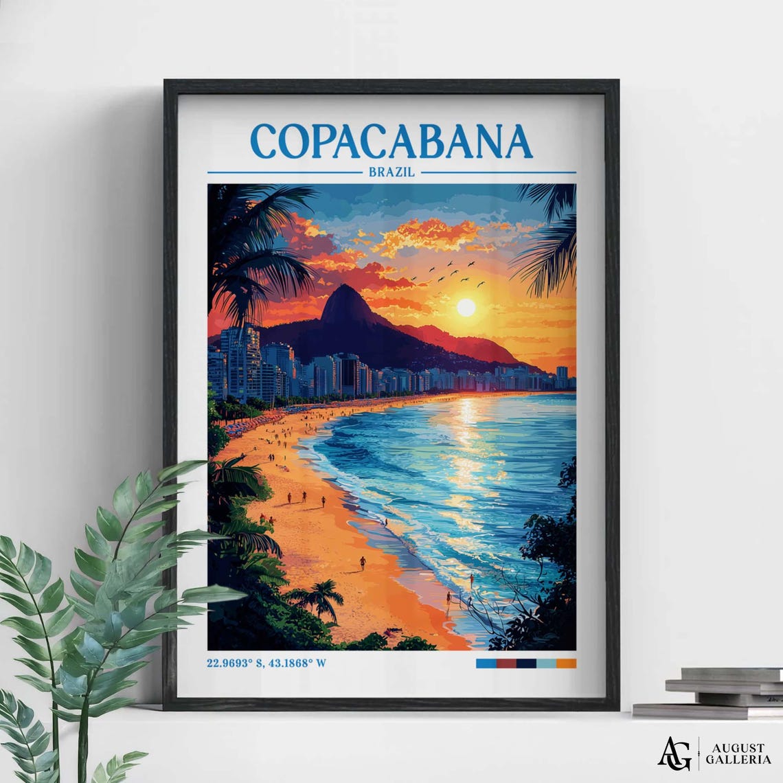 Copacabana Brazil Retro Travel Poster