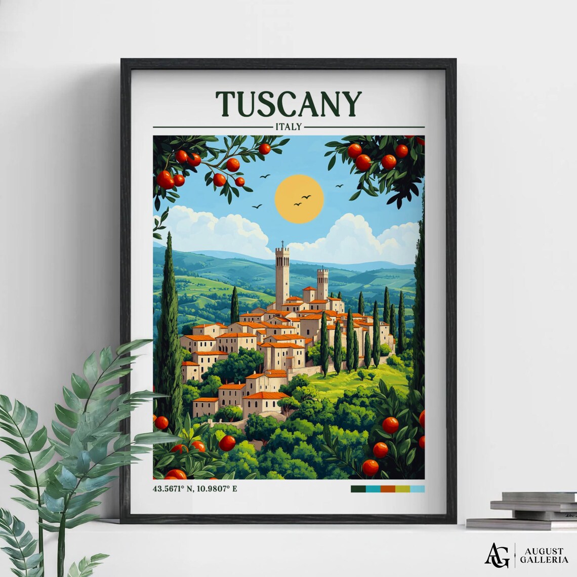 Tuscany Retro Travel Poster, Wanderlust Illustration
