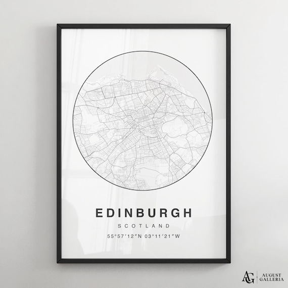 Edinburgh Scotland Minimalist City Map Circle Street Plan Poster