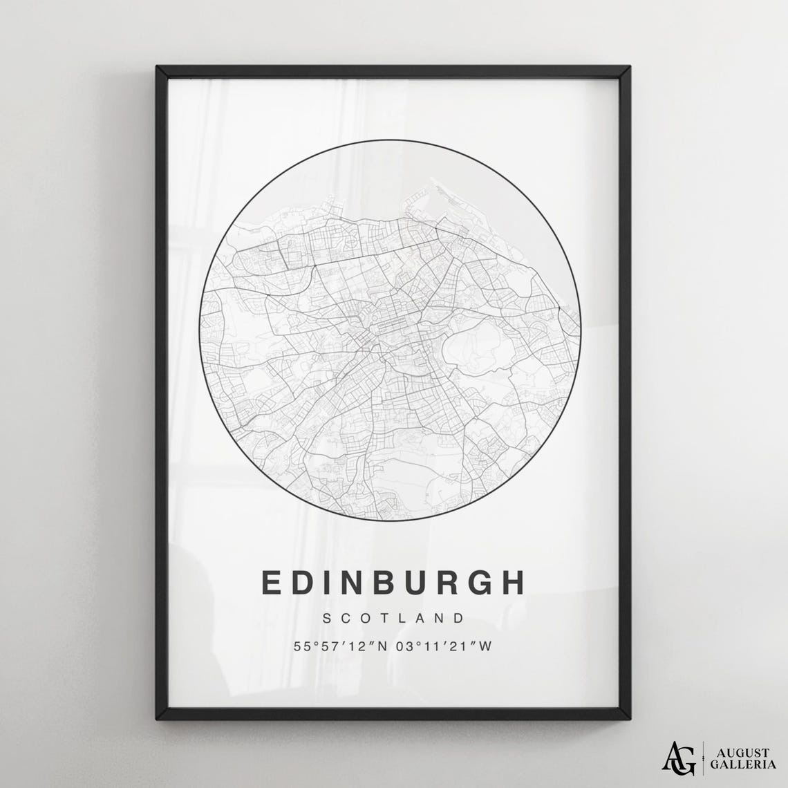 Edinburgh Scotland Minimalist City Map Circle Street Plan Poster