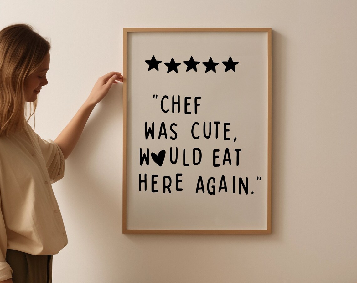 Aesthetic Kitchen Decor Cute Cooking Art Kitchen Wall Art Print Minimalist Heart Print Black Chef Art Print Print - Image 3