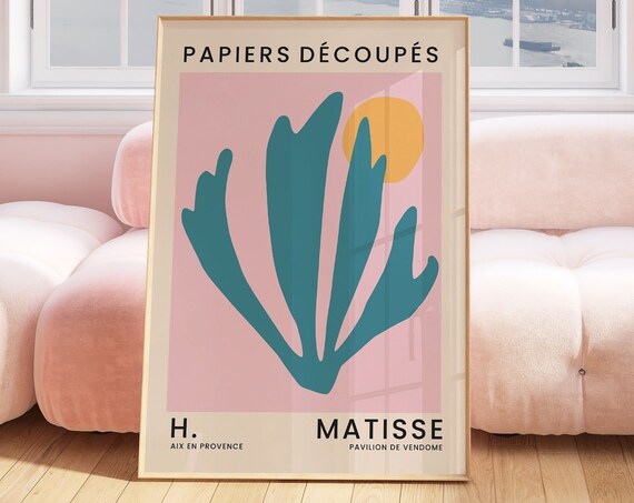 Henri Matisse Papiers Decoupes Pink Teal Abstract Cutout Exhibition Poster