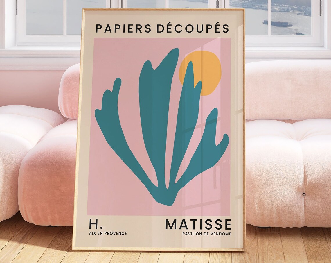 Henri Matisse Papiers Decoupes Pink Teal Abstract Cutout Exhibition Poster