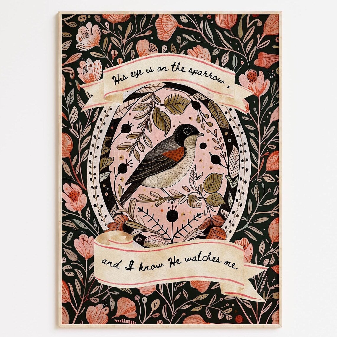Sparrow Scripture Art Print Whimsical Christian Decor