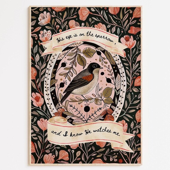 Sparrow Scripture Art Print Whimsical Christian Decor