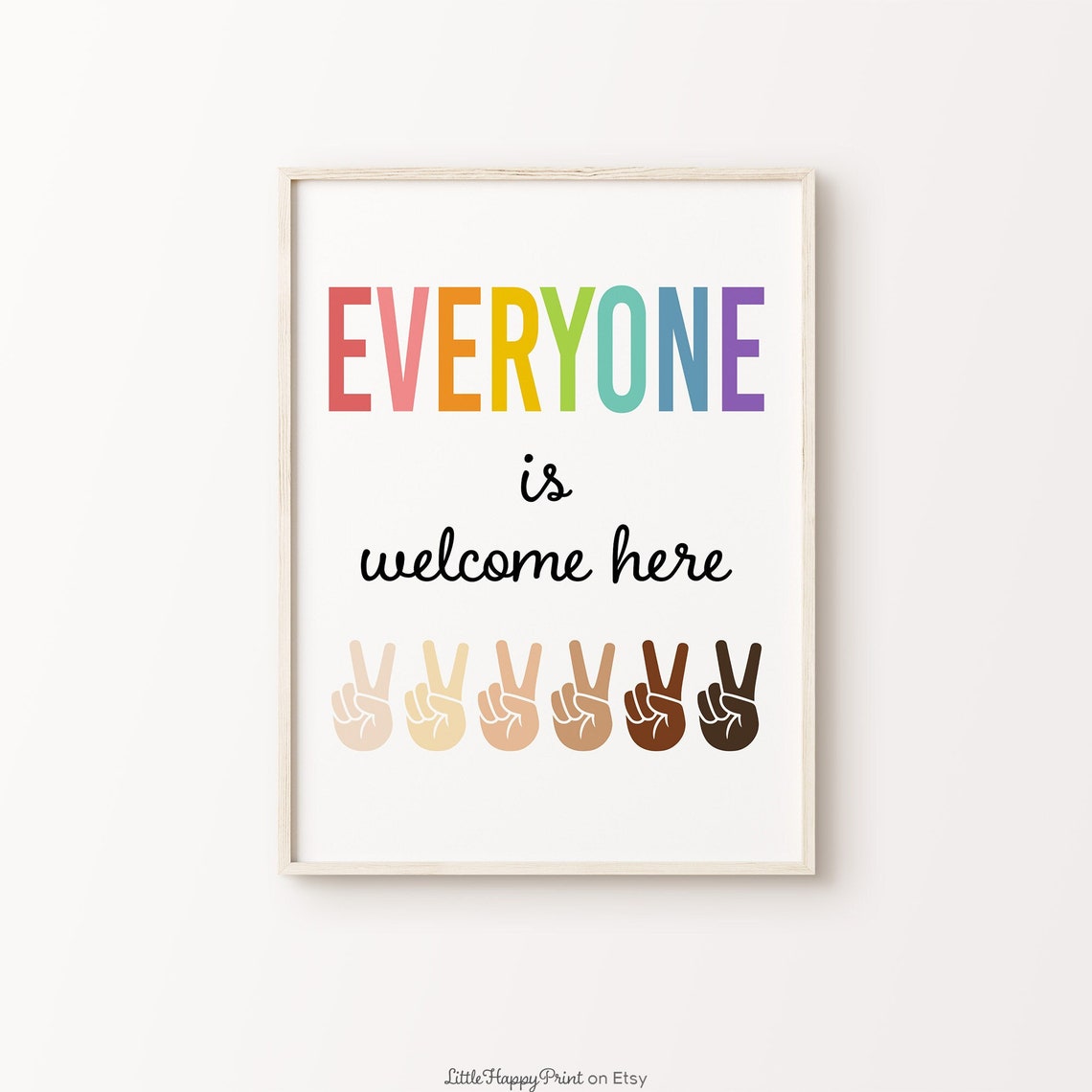 Everyone Is Welcome Here Rainbow Inclusivity Classroom Poster