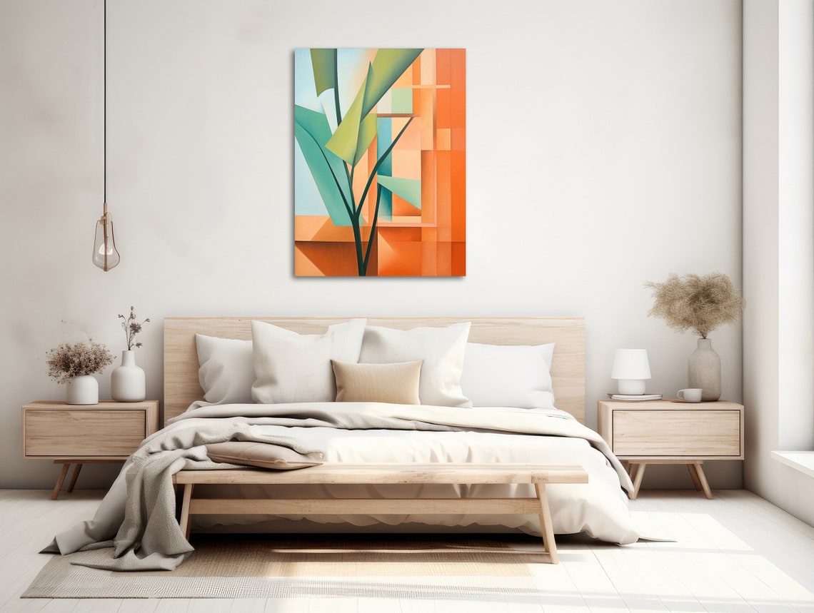 Large Mid Century Wall Art Framed Print Midcentury Modern Abstract Painting Tropical Botanical Artwork Getaway - Image 2