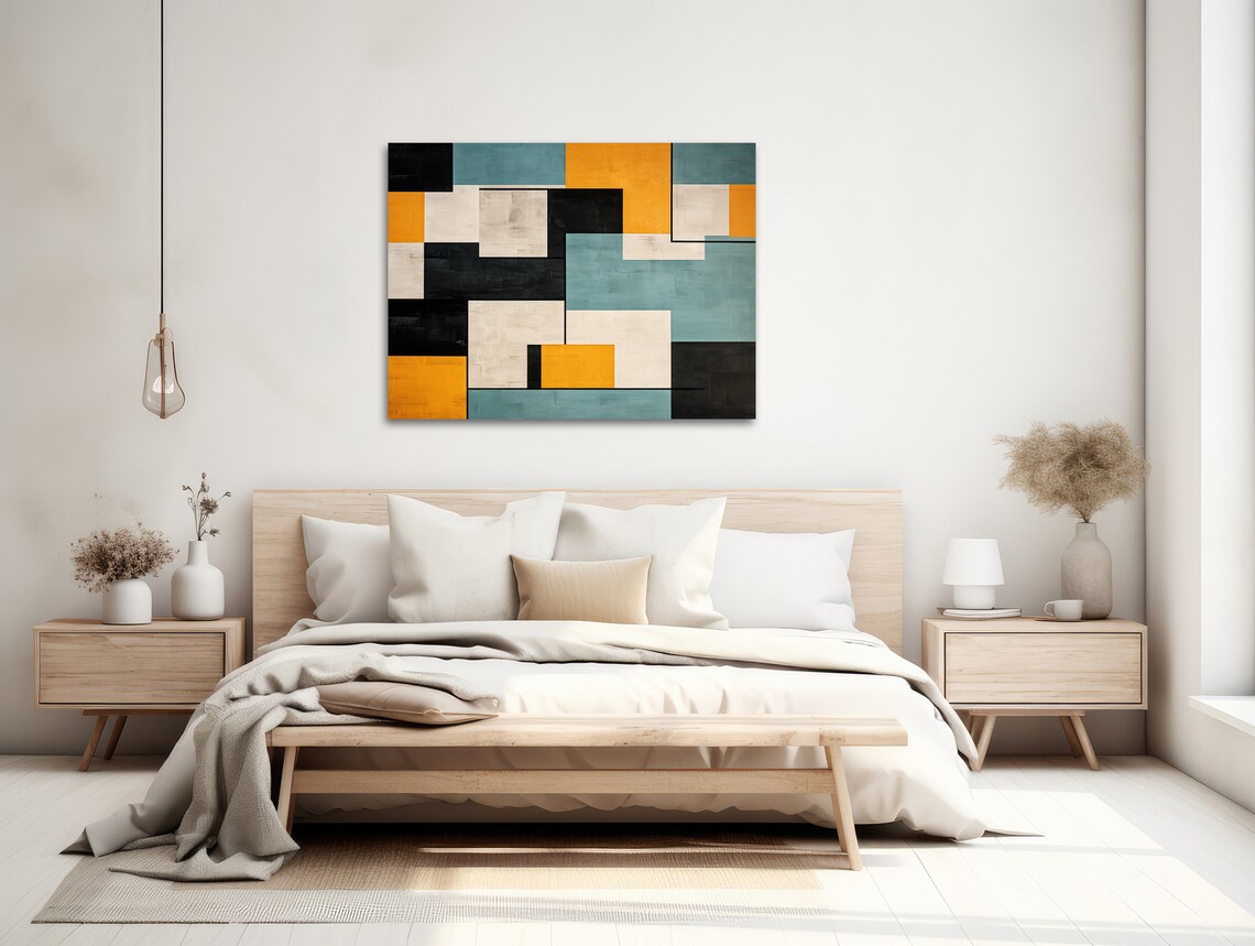 Large Geometric Wall Art, Mid-Century Modern Abstract - Image 2
