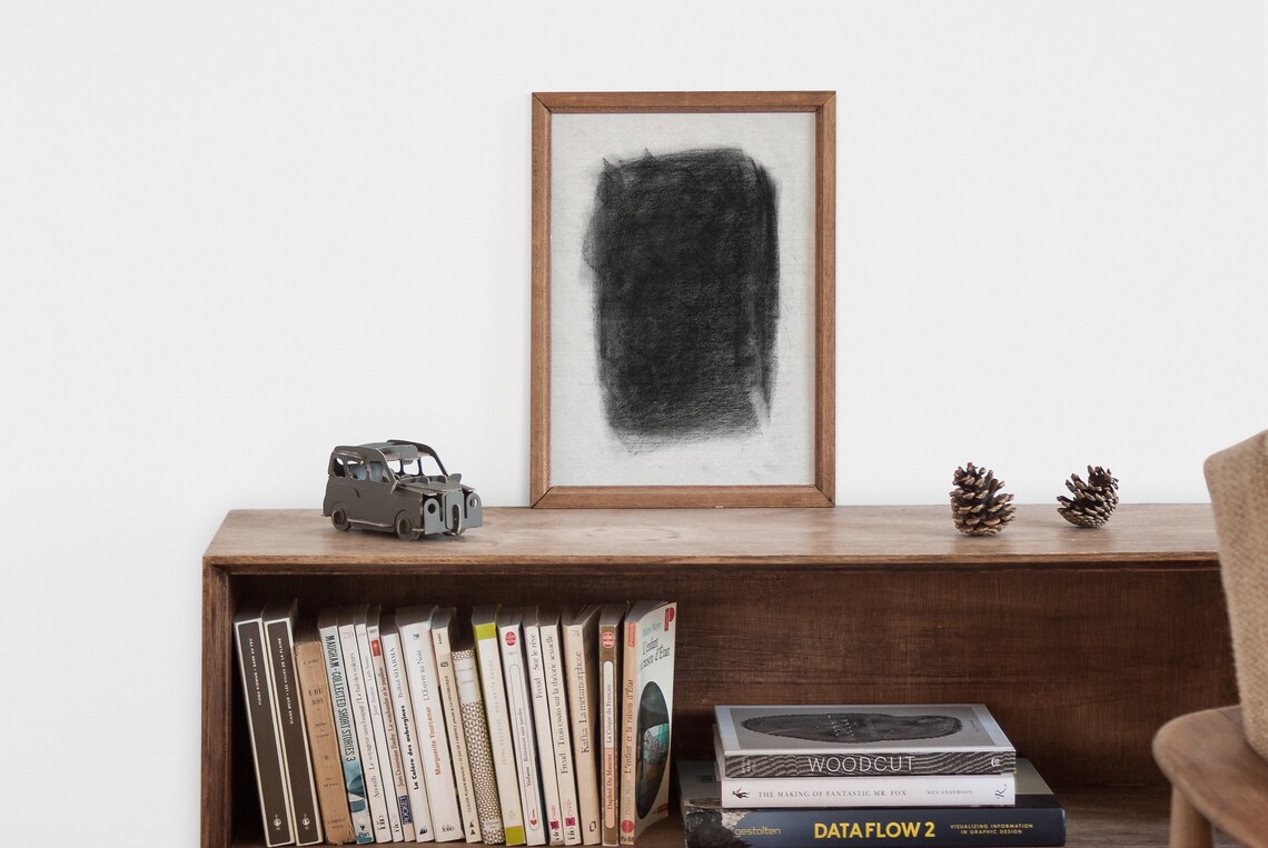 Minimalist Abstract Sketch, Charcoal Art Print - Image 2