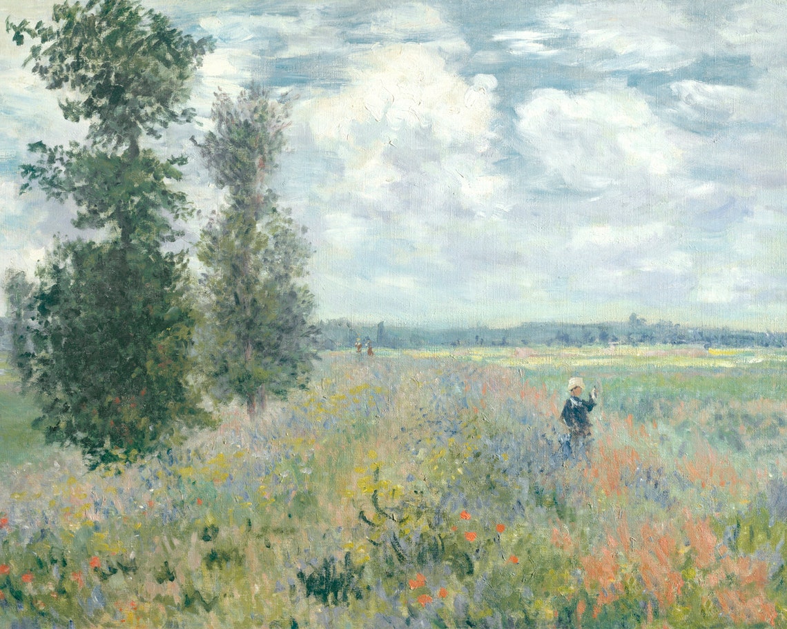 Spring Landscape Painting Flower Art Print Pastel Living Room Art Antique Oil Painting Field Painting Vintage Landscape Print Classic - Image 3