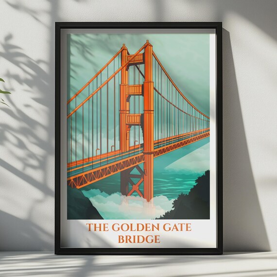 Golden Gate Bridge Print San Francisco Poster Travel Wall Art California Landmark Decor