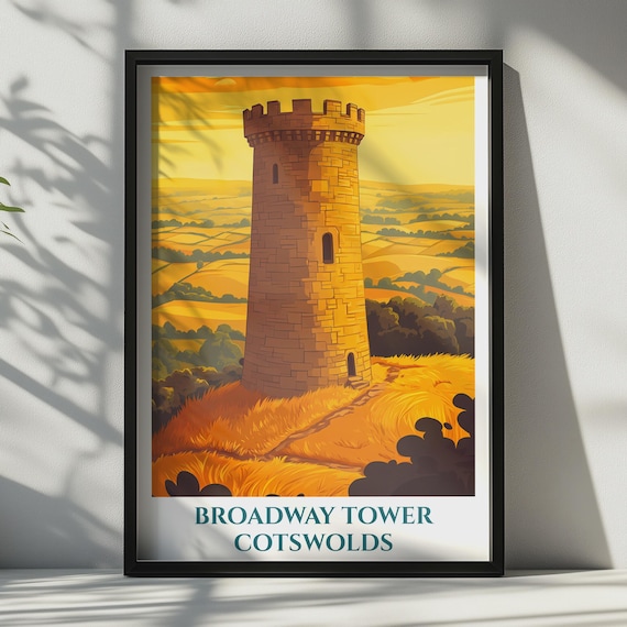 Broadway Tower Cotswolds Print Vintage Travel Poster English Countryside Wall Art