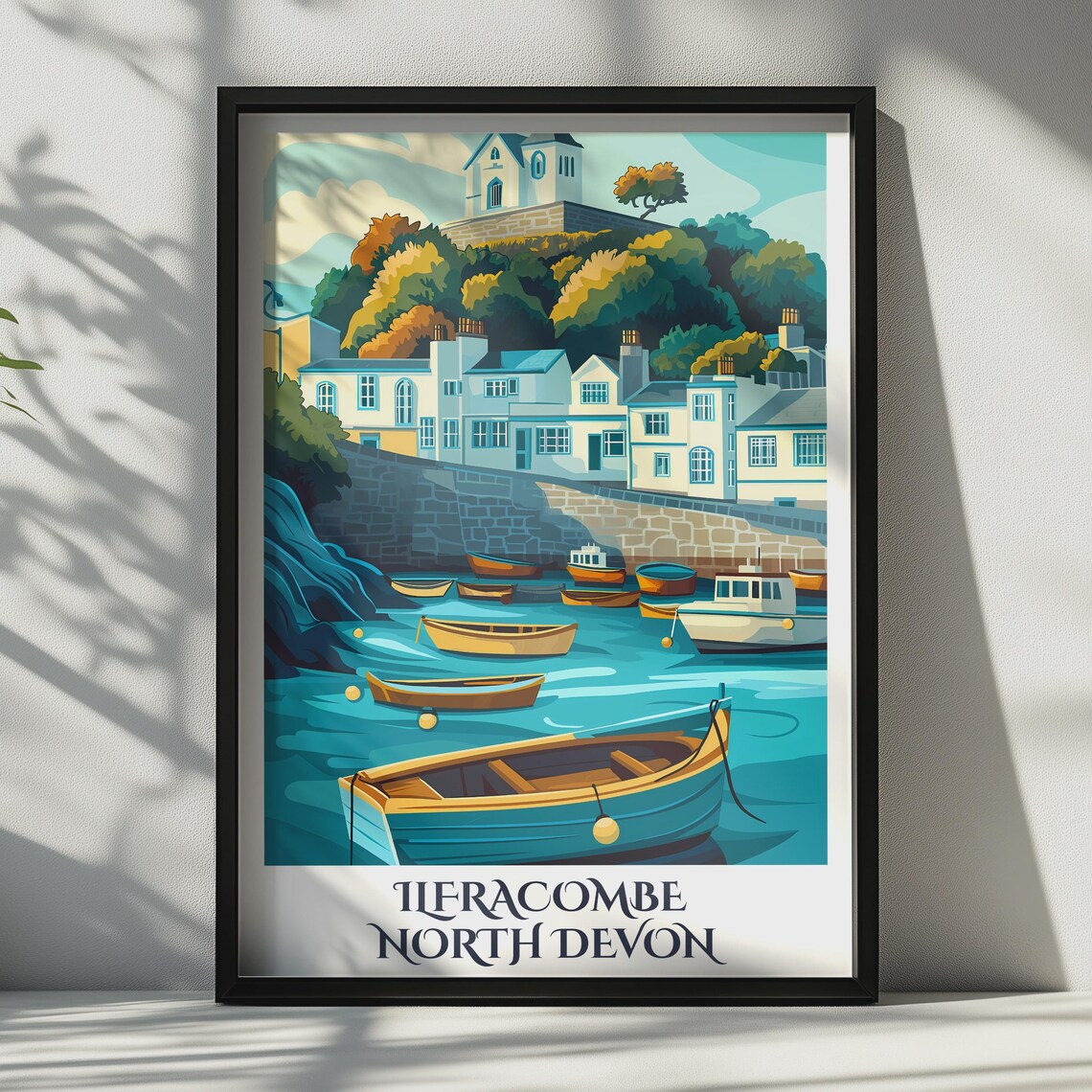Ilfracombe North Devon Harbour Fishing Boats Vintage Travel Poster