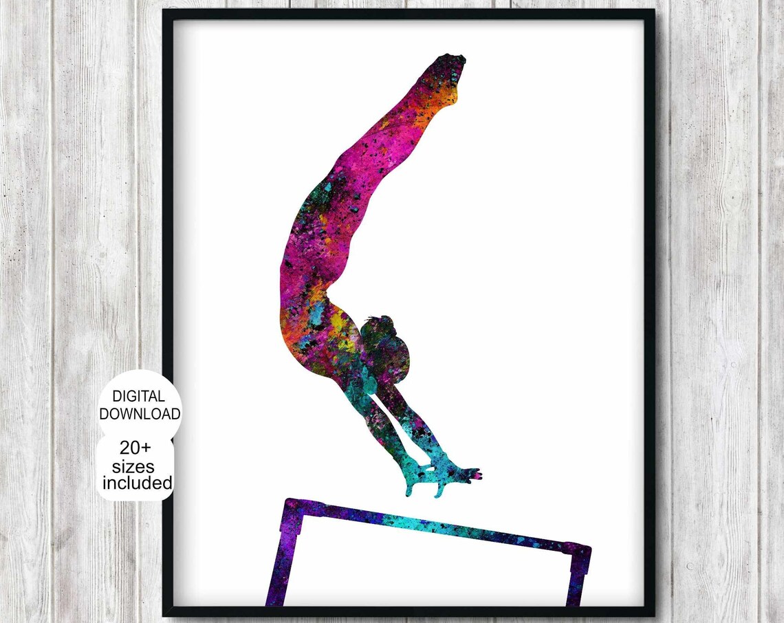 Women’s Gymnastics Watercolor, Girls Room Art Print