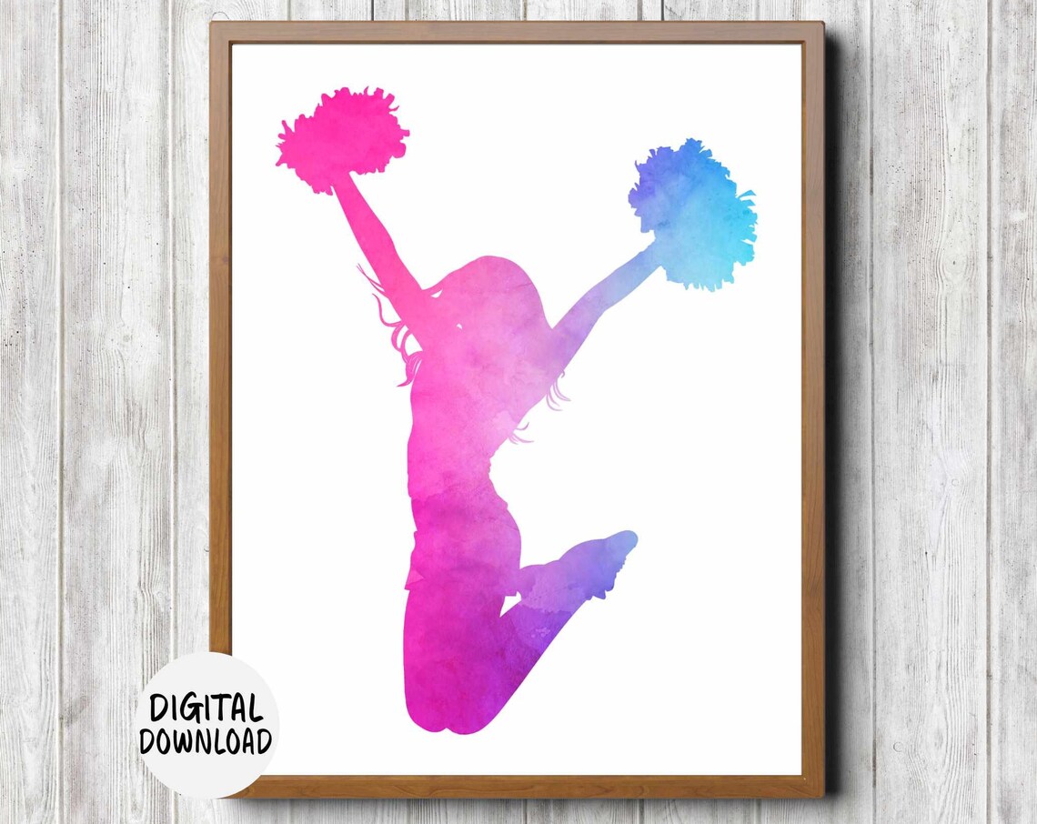 Cheerleader Watercolor Art Print, Teen Girl Decor