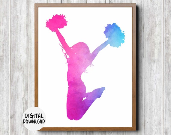 Cheerleader Watercolor Art Print, Teen Girl Decor