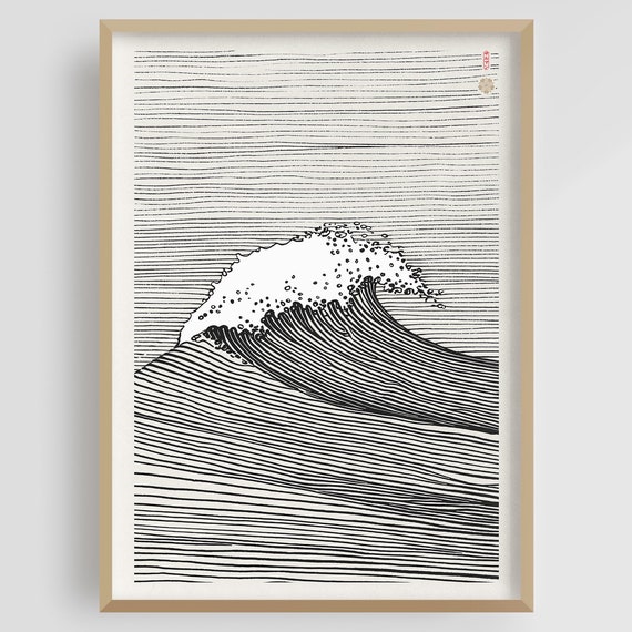 Zen Wave Japanese Art Print, Ukiyo-E Minimalist