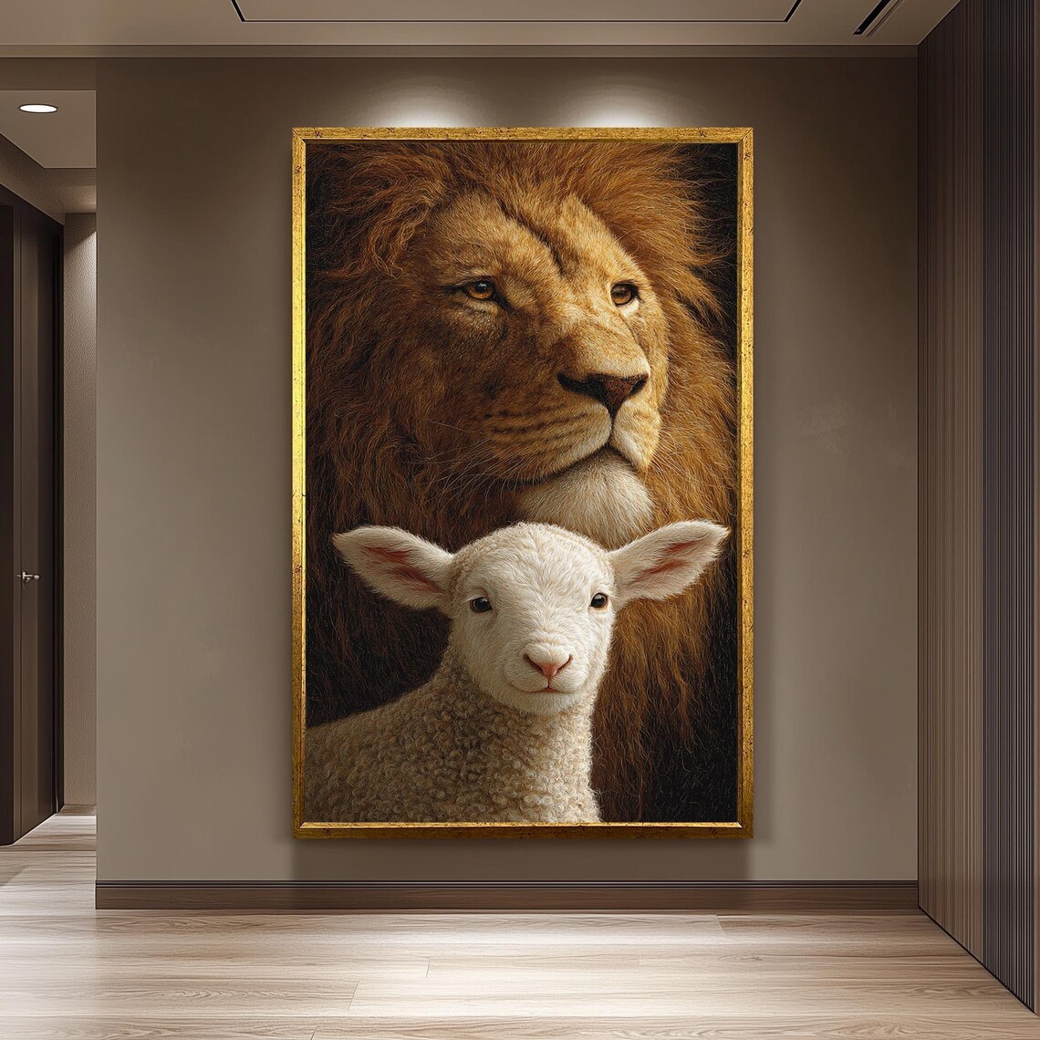 Lion And Lamb Christian Symbolic Art Print