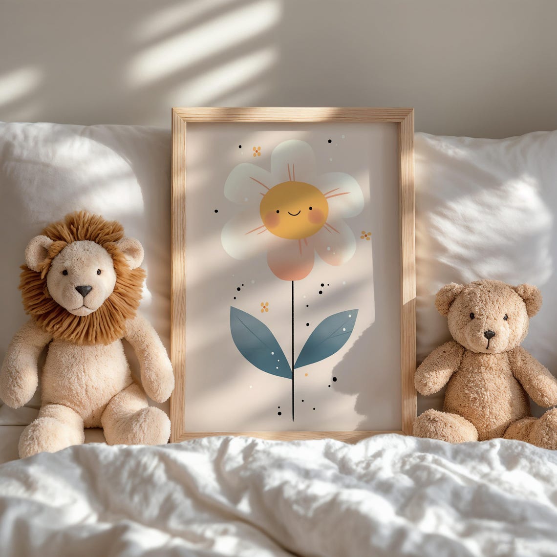 Smiling Daisy Flower Cheerful Kids Nursery Floral Wall Poster