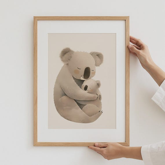 Koala Mom And Baby Print Nursery Wall Art Animal Lover Gift