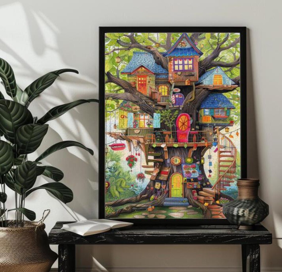 Fantasy Tree House Abstract Whimsical Landscape Art Print