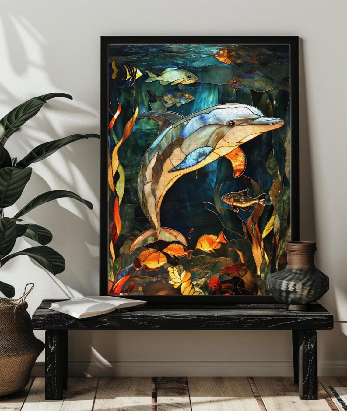 Stained Glass Dolphin Puzzle for Sea Life Fans - Image 4