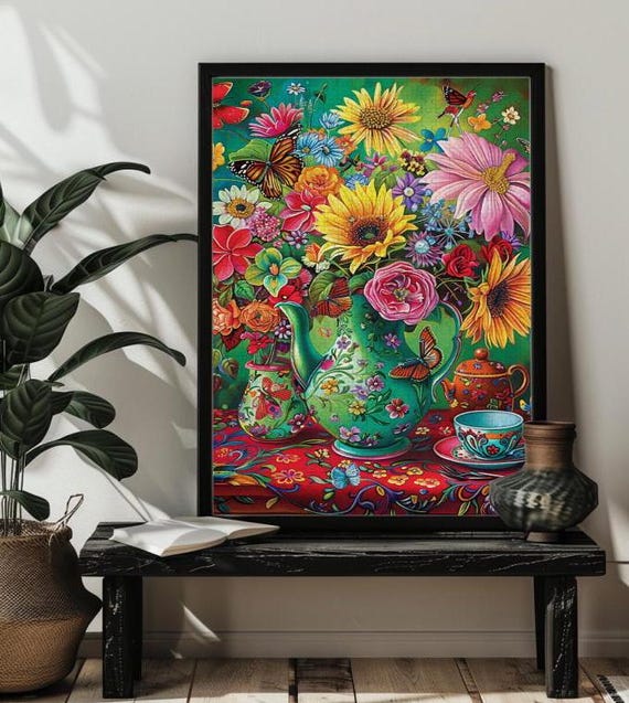 Flower In Vase Jigsaw Puzzle For Adults 5001000 Retro Floral Teapot Puzzles Art Flower Butterfly Wall Artbirthday Gift For Grandmamom
