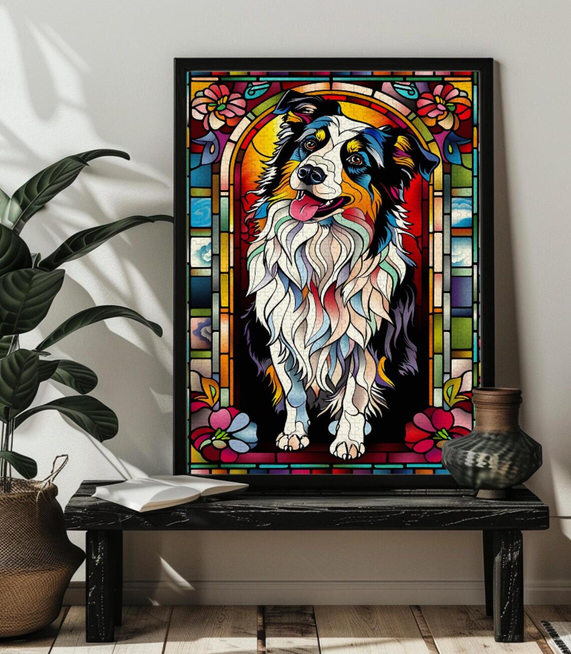 Stained Glass Border Collie Dog Lover Art Print - Image 4