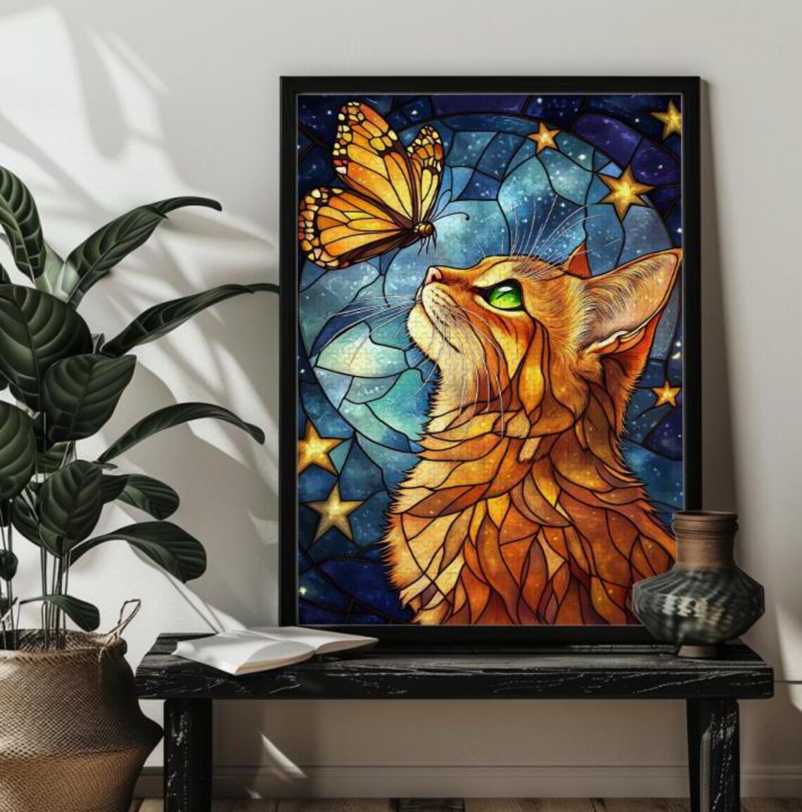 Stained Glass Cat Jigsaw Puzzle, Cat Lover Gift