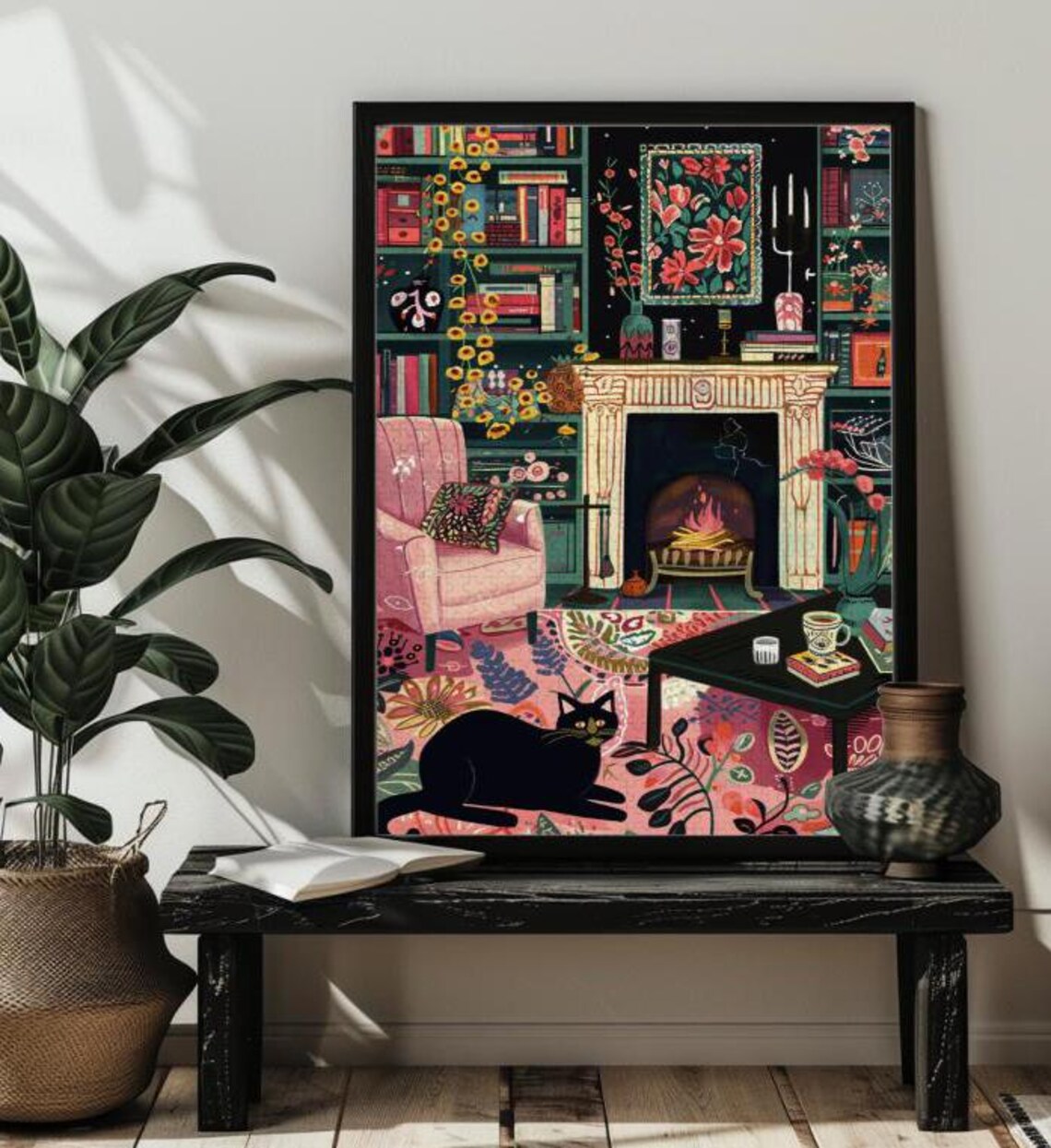 Whimsical Cat Jigsaw Puzzle Wall Art Print - Image 4