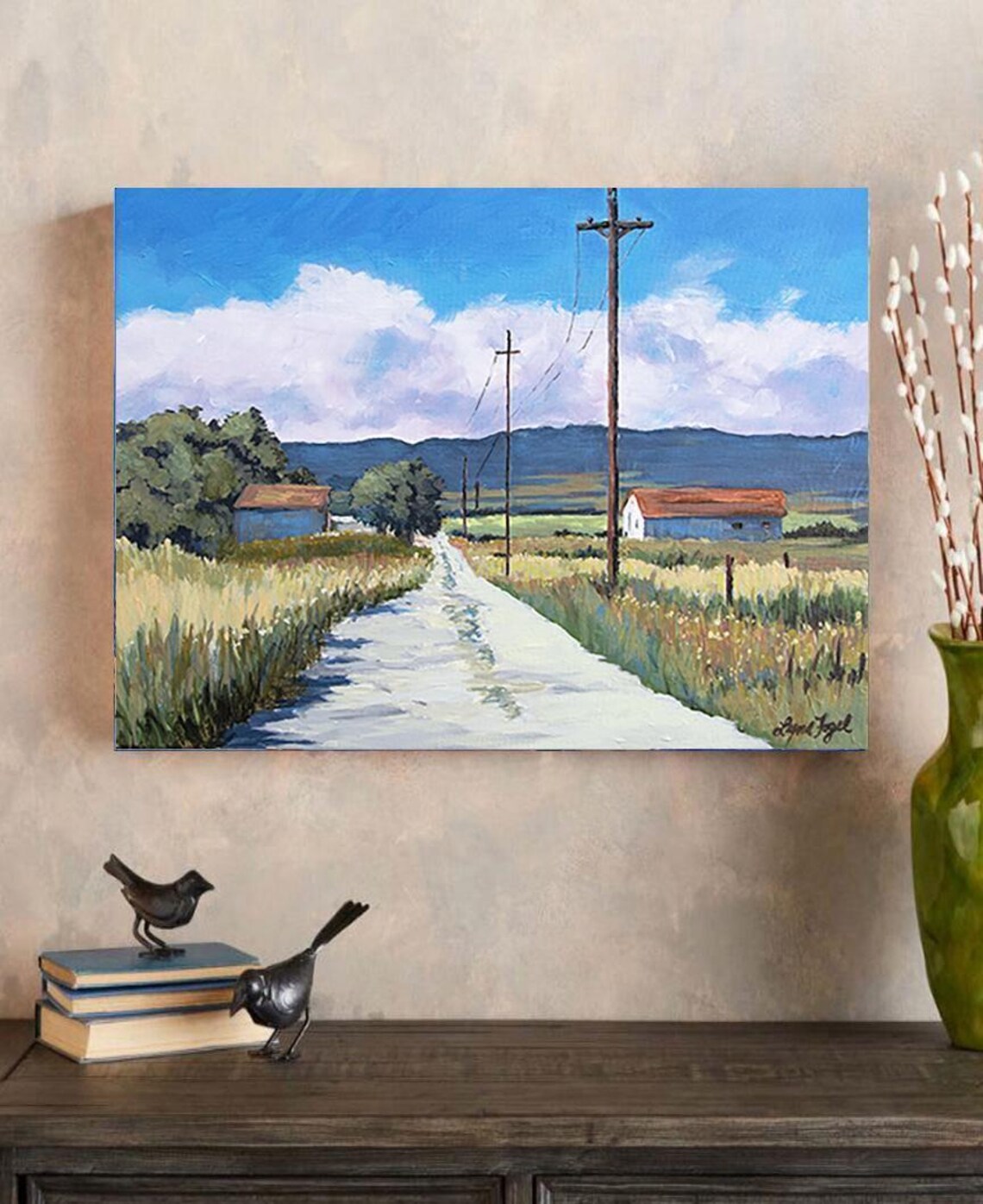 New Mexico Country Road Red Barns Route 66 Landscape Art Poster - Image 4
