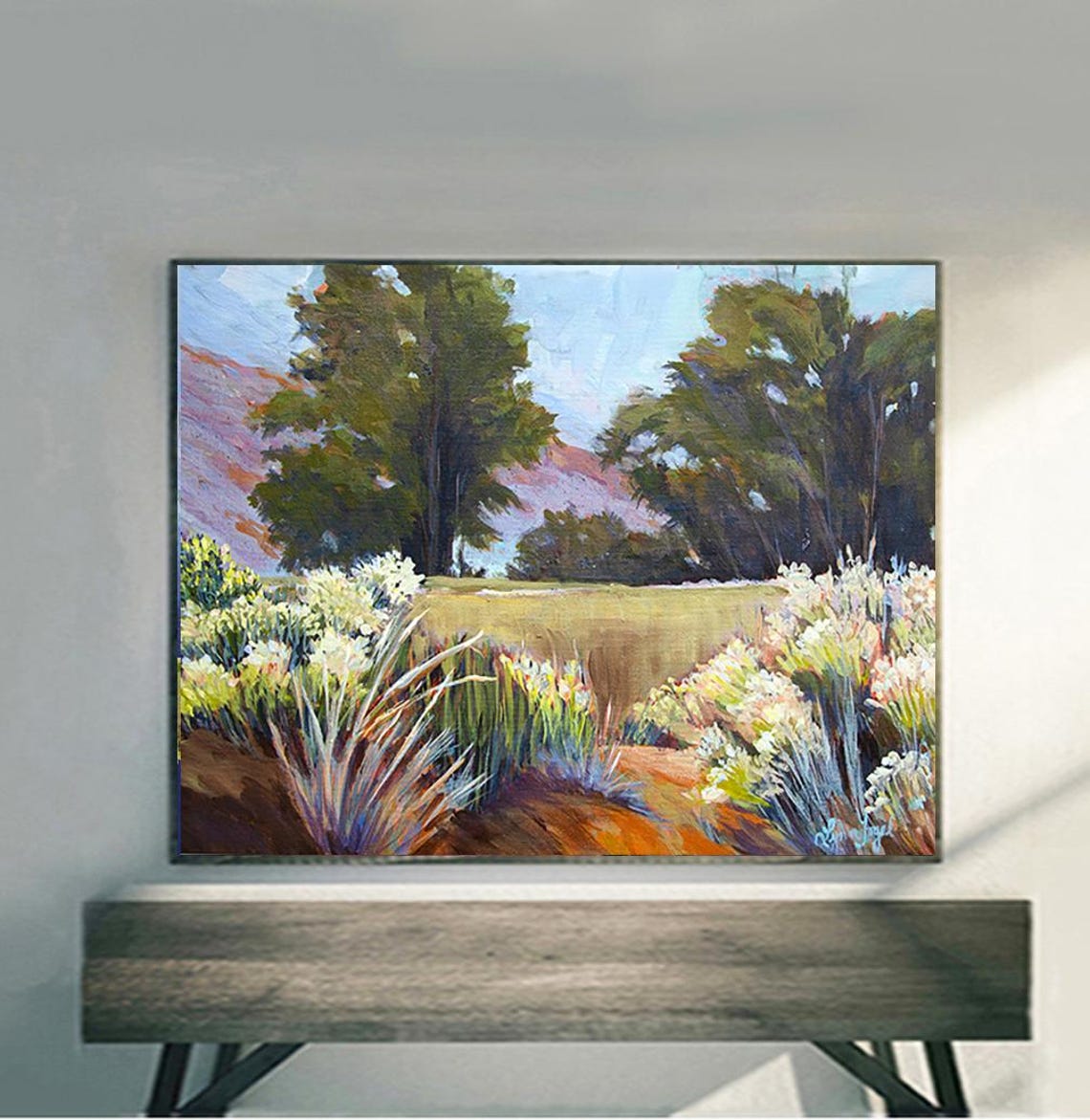 Carpinteria Wildflower Meadow Valley Trees Landscape Art Poster