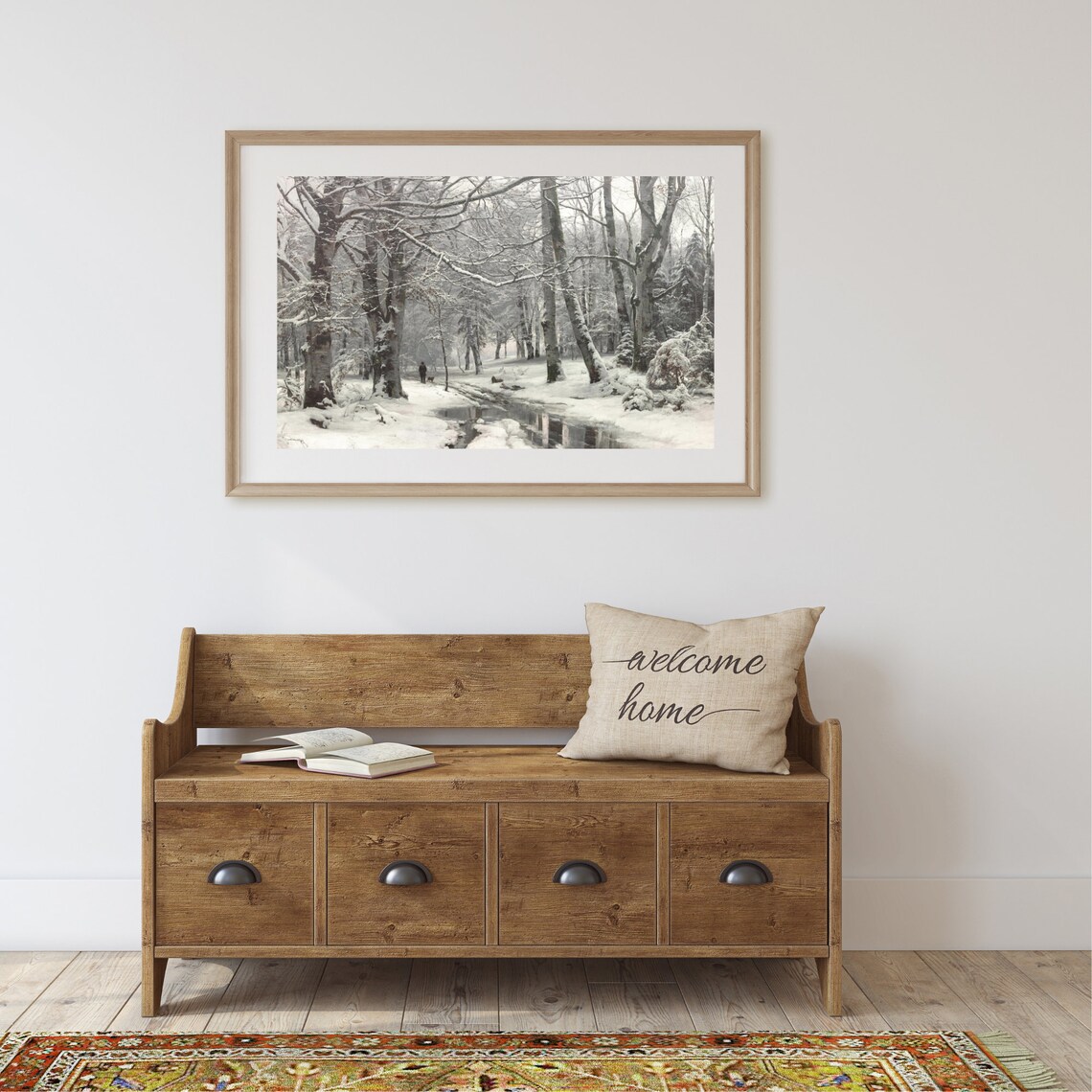 Winter Landscape Vintage Snow-Covered Forest Art Print - Image 2