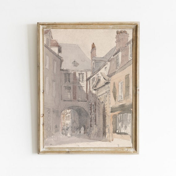 Vintage Cityscape Architecture Sketch Art Print