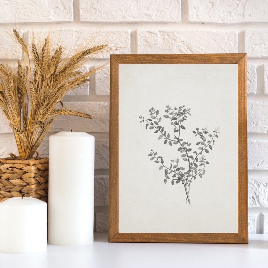 Botanical Branch Drawing, Vintage Neutral Art Print - Image 2