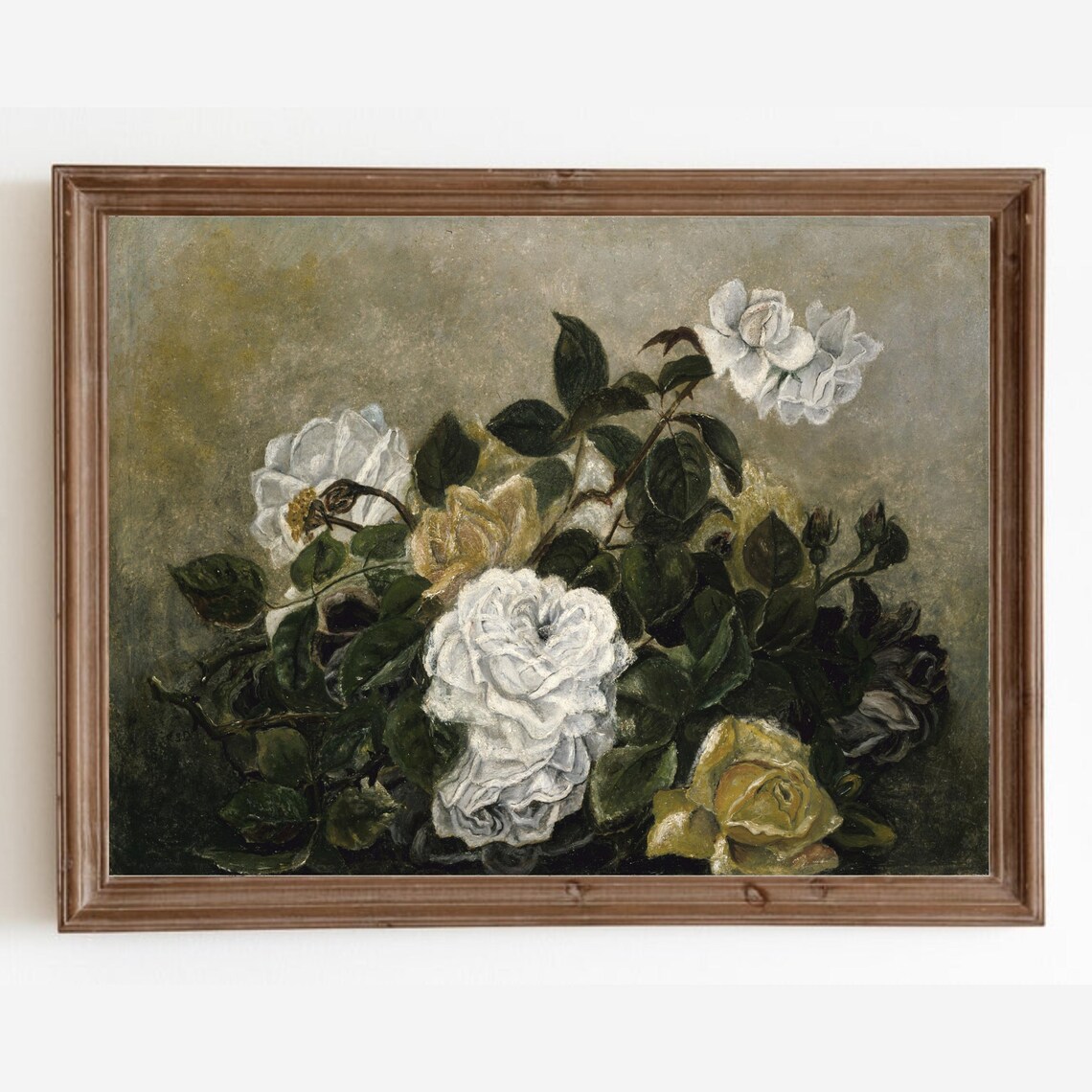 Vintage Roses Still Life Art Print, Antique Floral