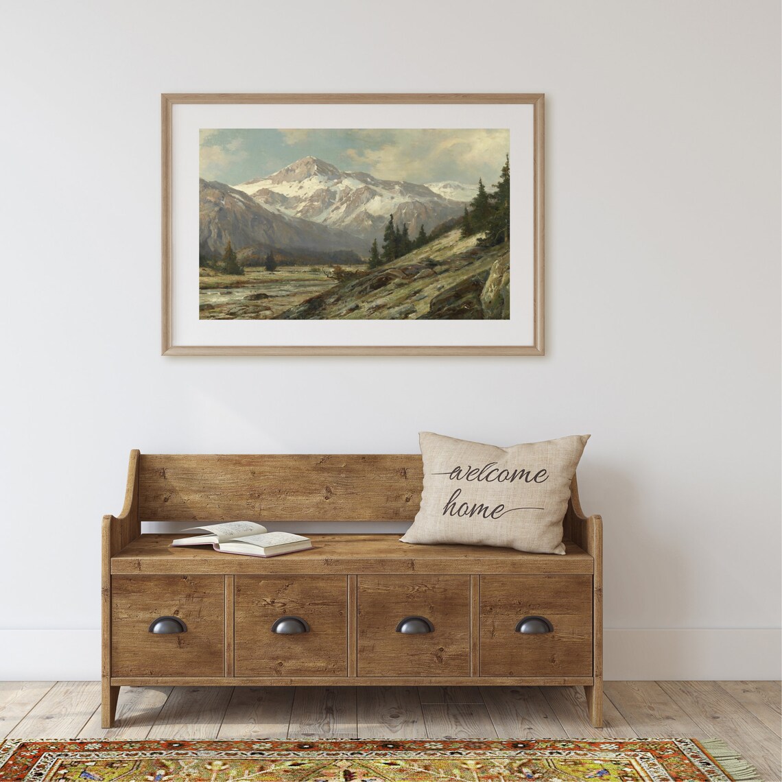 Rustic Mountain Landscape Vintage Cabin Art Print - Image 2