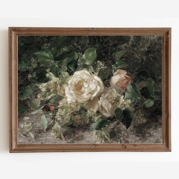 Flower Still Life Painting, Vintage Floral Art Print