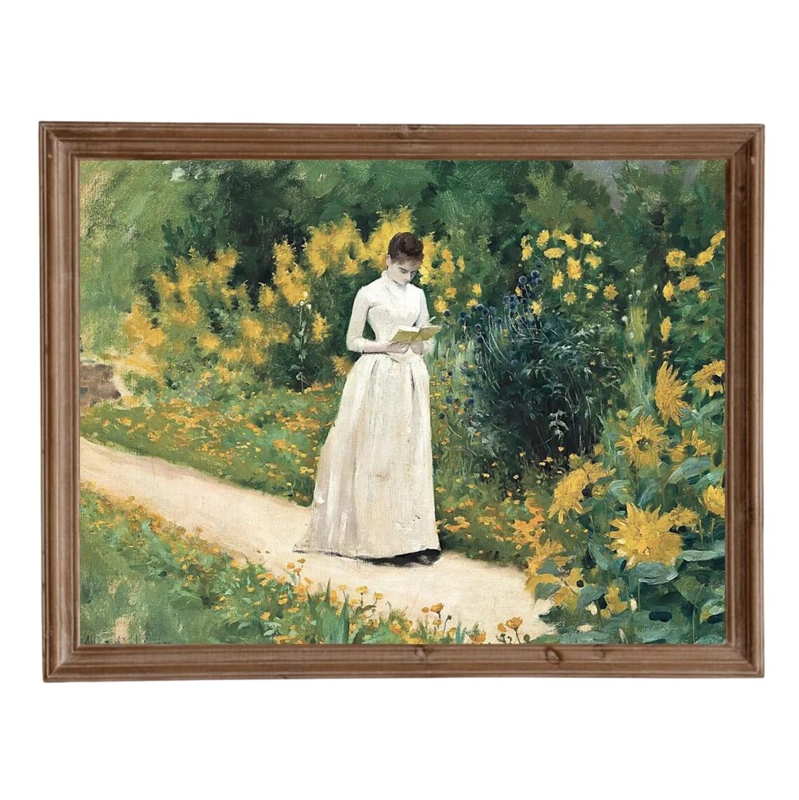 Reading In The Garden, Vintage French Country Art Print