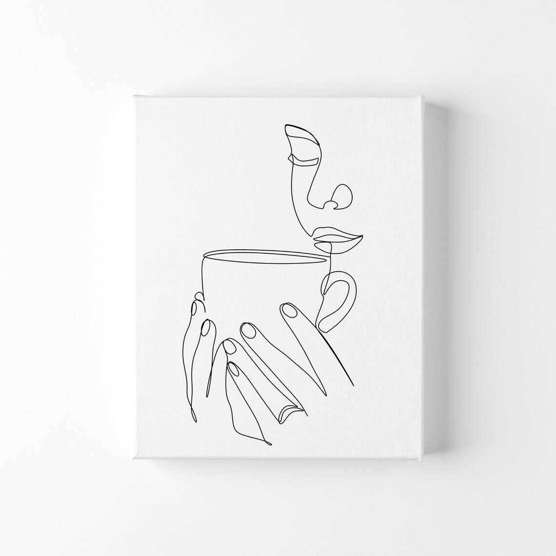 Woman With Coffee Hands Line Art, Minimalist Art Print - Image 2