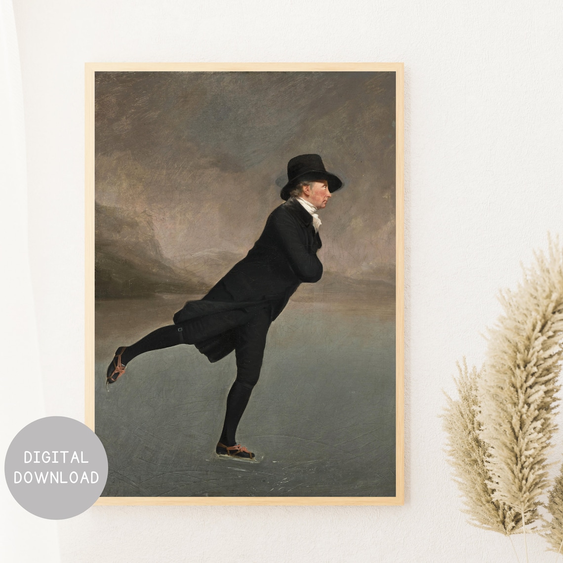 Vintage Man Portrait Winter Ice Skating Art Print - Image 2