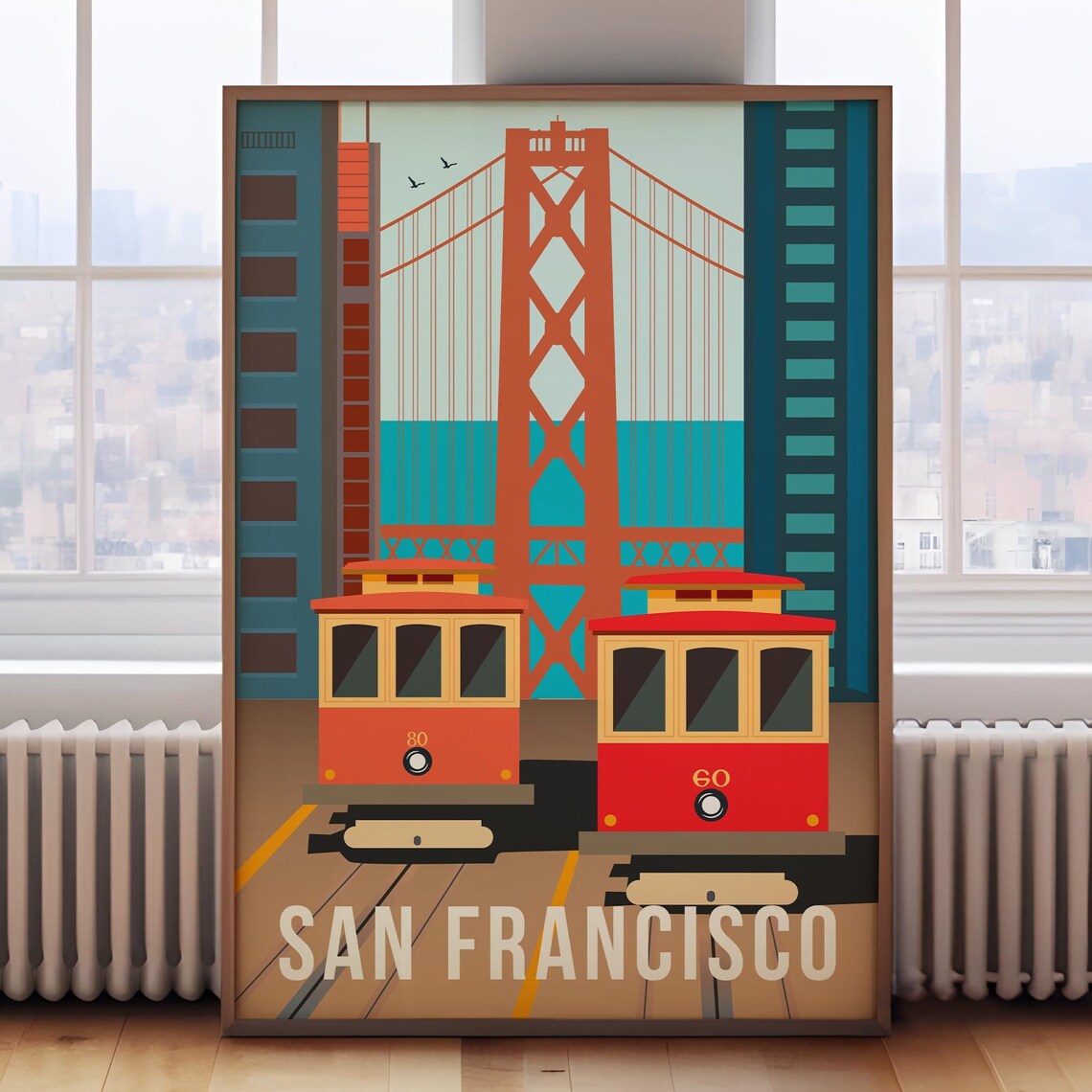 San Francisco Retro Travel Poster Print, Retro Travel