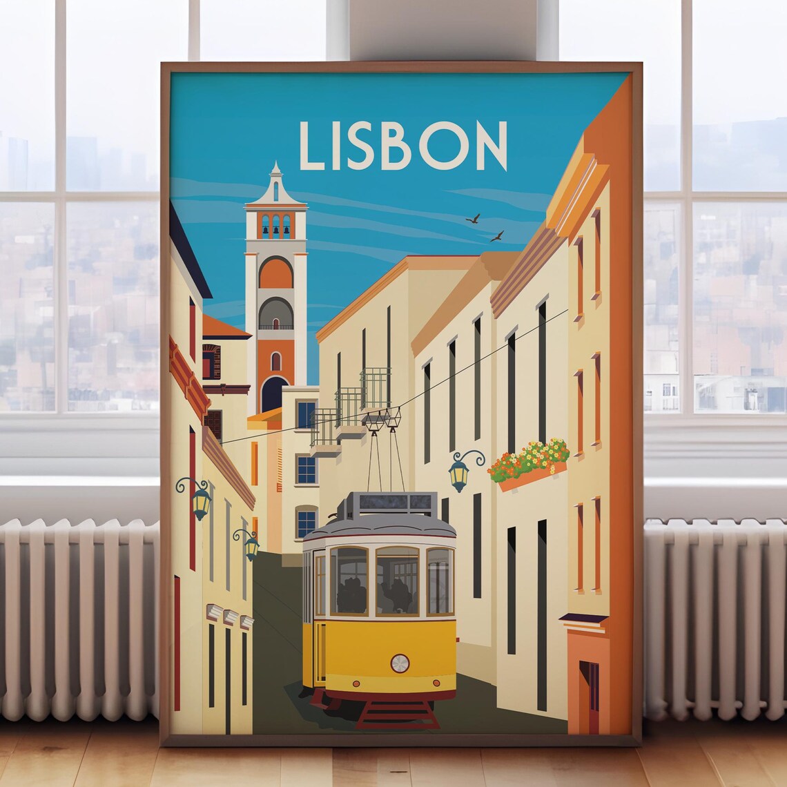 Lisbon Retro Travel Poster Print, Portugal Wall Art