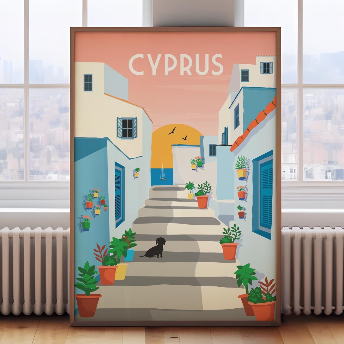 Cyprus Retro Travel Poster, Vintage Island Print