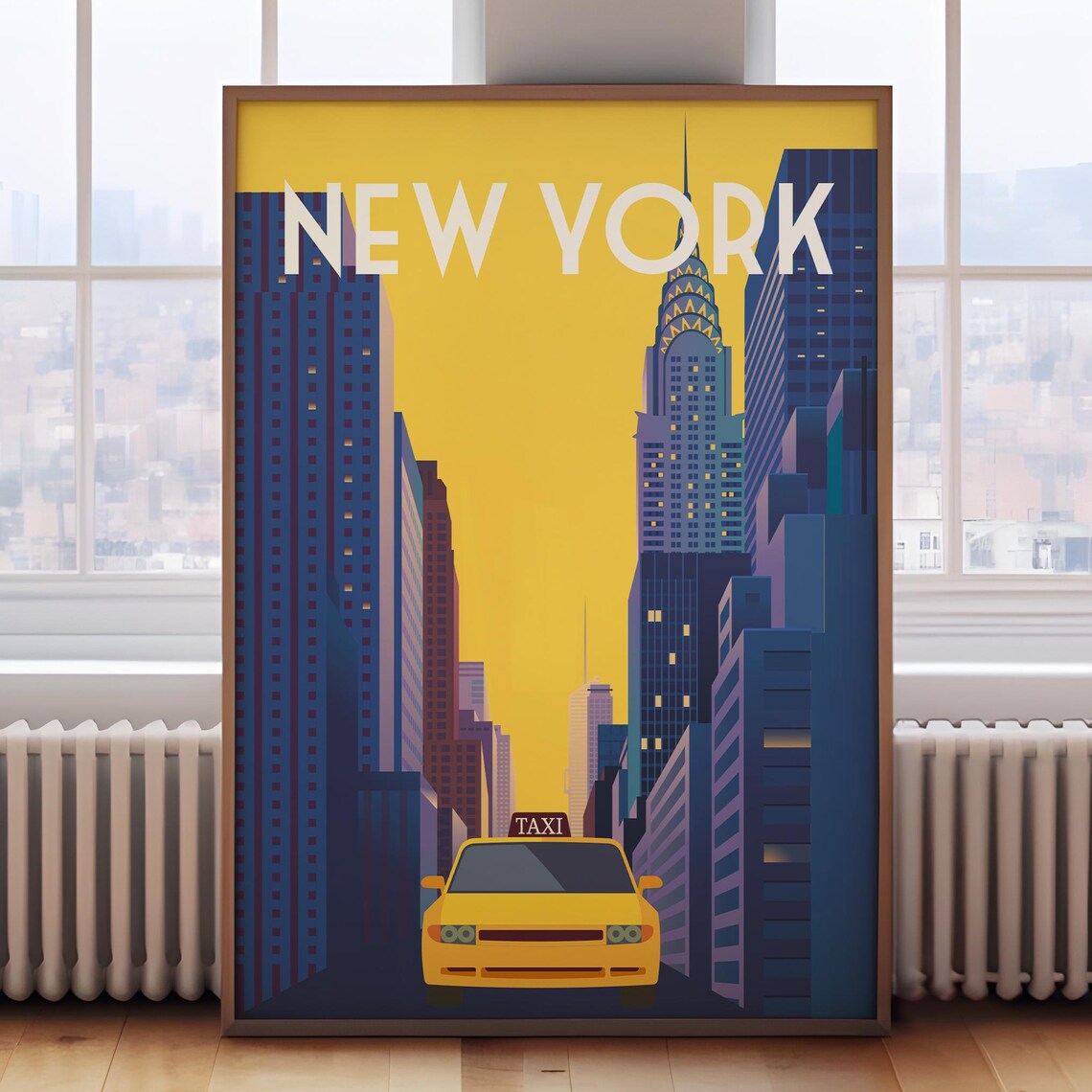 New York Retro Travel Poster, USA Travel Art Print