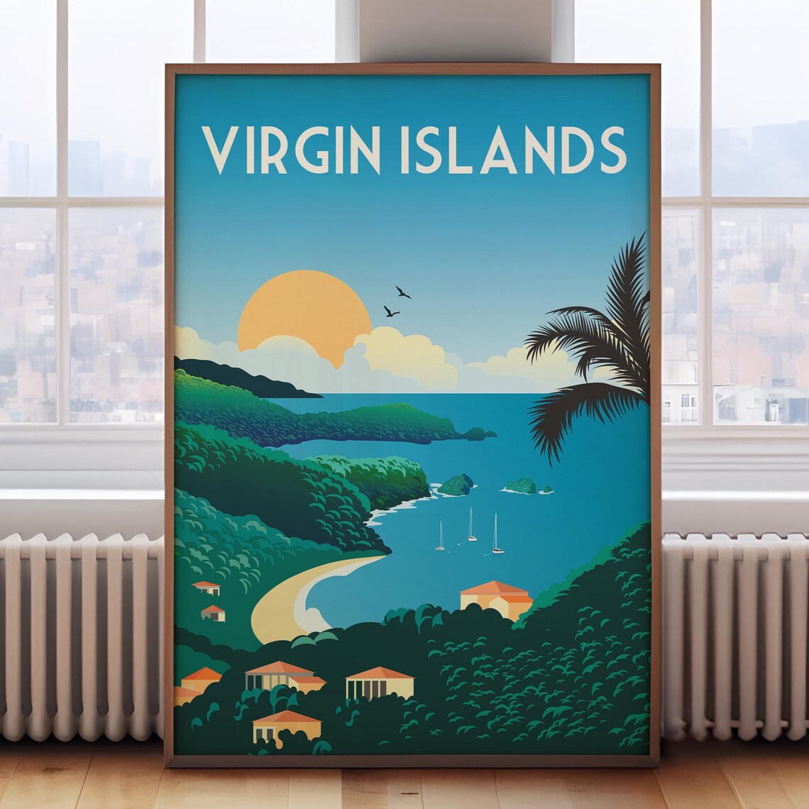 Virgin Islands Travel Poster, Caribbean Art Print