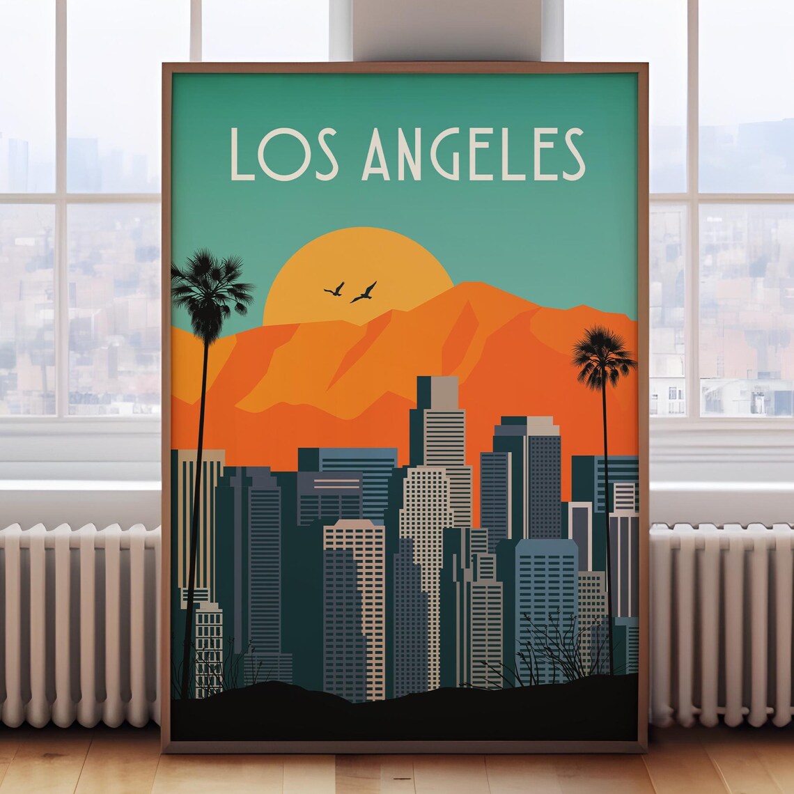 Los Angeles Travel Poster, Retro California Art Print