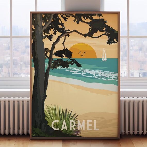 Carmel Retro Travel Poster, California Art Print
