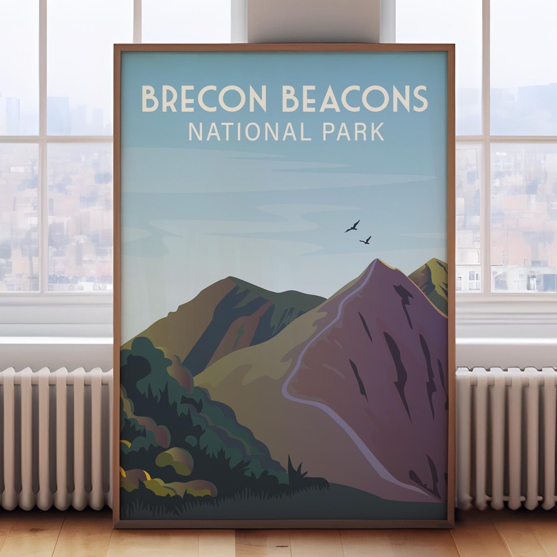 Brecon Beacons Wales National Park Mountain Ridges Travel Poster